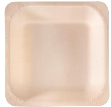 Biovely - [14,5cm - 50 pezzi] Piatti QUADRATI LEGNO biodegradabili compostabili ecologici - usa e getta, resistenti e riciclabili, ideali per feste, catering, eventi