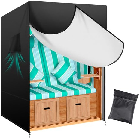 Novelfun Telo protettivo per sedia da spiaggia, 420D, impermeabile, resistente ai raggi UV, copertura per sedie da spiaggia, 135 x 105 x 175/140 cm
