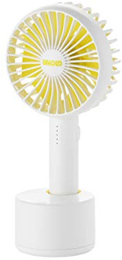 Unold 86630 Handventilator Breezy Swing White - Weiß, 4 Watt, 5-stufiger Geschwindigkeitsregelung, 120° Oszillation, bis zu 8 Std. Akkubetrieb, LED-Kontrollleuchte, inkl. USB- Ladekabel