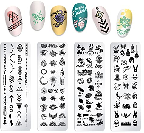 LEEQBCR Juego de 4 troqueles de corte para decoración de uñas, formas de plantilla de uñas, uñas y almohadillas, formas de manicura