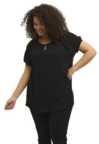 KAFFE CURVE Kurzarm-Bluse KCami Bluse Große Größen Damen Kurzarm Rundhals Plus Size Shirt 50, Black Deep