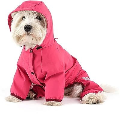 LJWDYS Impermeabile per Cani con Cappuccio all-Inclusive Mantella Antipioggia Impermeabile A Quattro Zampe Vestiti per Animali Domestici Vestiti per Cuccioli (Color : HotPink, Size : XL)