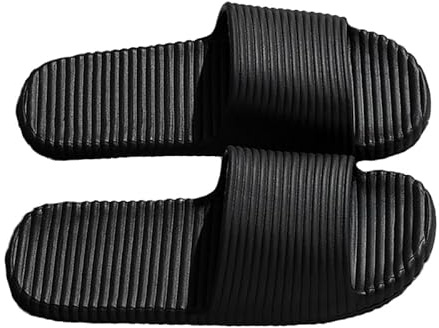 AioTio Chaussons pour Femme Homme Confortable de Bain Pantoufles de Douche Antidérapant Très Léger Chaussons de plage décontractées(Noir,40/41EU)