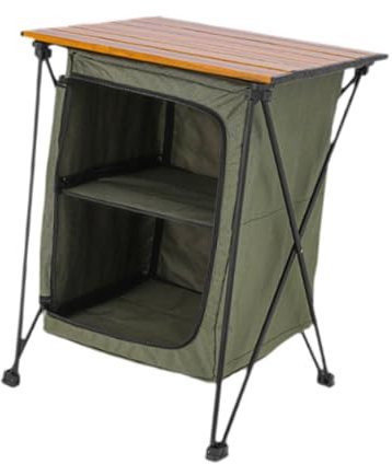 Fällbart campingförvaringsskåp skafferi upp bärbart matlagningsbord för BBQ picknick bakgård kök utomhus, grönt