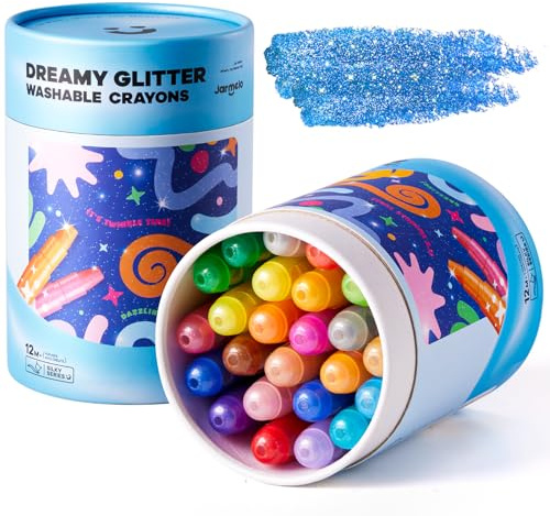 Jar Melo Glitter Crayons for Toddlers 1-3, Non-Toxic Washable Crayons for Kids, Ultra-Silky and Twist, Ideal Coloring Gift for Boys and Girls, 24 Colors