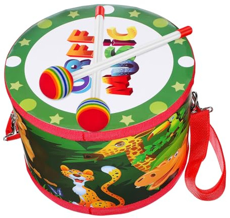 MOLUCKFU Kindertrommel Schlagzeugset mit Trommelstöcken 8 Zoll Marschtrommel aus Holz Pädagogisches Musikinstrument für Kleinkinder von Rhythmus und Konzentration Geschenk für Jungen