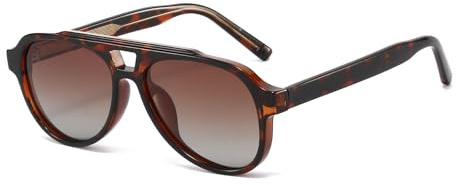 GNOLONG Retro Style Doppio Ponte Occhiali da sole per le Donna Uomo Pilot Occhiali UV400 Protezione Vintage Ombra di guida (Leopardo Marrone)