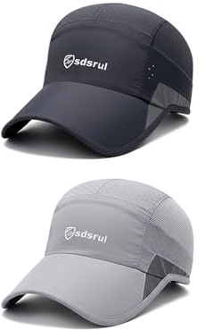 Baseball Cap - Running Caps For Men, Running Hat, Summer Caps For Men, 2 Packs Quick Dry Lightweight Mesh Hats, UV Protection Adjustable Breathable Outdoor Hats For Hiking Climbing Fishing Walking, B