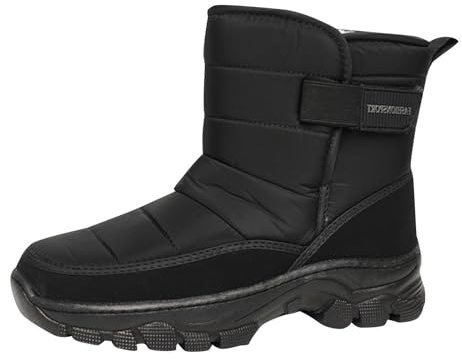 Botas de nieve de invierno para hombre, zapatos de tobillo acolchados con forro de piel cálida para clima frío, caminar al aire libre