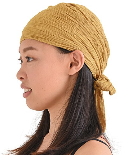 CHARM Arricciatura Turbante Bandana Cappellino Testa Sciarpa Tutte Le Stagioni Stravagante Alla Moda Pirata Giallo Senape