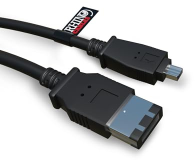 rhinocables FireWire 6-Pin to 4-Pin Cable | IEEE 1394A for Digital Video Transfer – Plug & Play | Connects Camcorders, DV Devices, Laptops & PCs | 2m, 3m or 5m Options, 6 Pin to 4 Pin (1m)