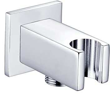 ENKI O01 Square Hand Shower Kit, Chrome, Bracket | Solid Brass, Easy Install, Fittings Included, 1-Year Guarantee, Adjustable, Wall Bracket, Replacement, Bathroom
