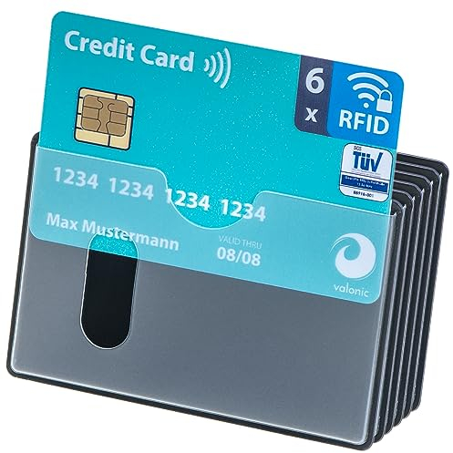 valonic TÜV geprüfte RFID Blocker Schutzhülle - Sicherheit gegen Datenklau - Längseinschub - NFC Schutzhüllen - Kartenhülle für Kreditkarten und EC Karten, EC Kartenhülle für Bankkarten