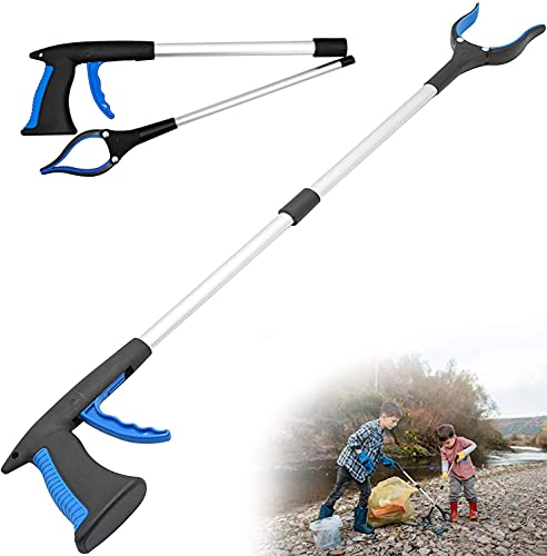 Senkora Greifer, Faltbare Greifzange für Senioren, Müllzangen mit Rotierendem Gummigreifer, Greifhilfen Klein Verstellbar Werkzeug Armverlängerung Anti Rutsch Kiefer Greifzange 81CM