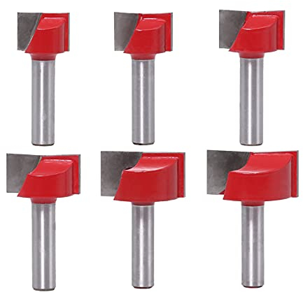 Opaltool Lot de 6 fraises droites pour défonceuse de 8 mm - Pour le nettoyage du fond - Fraise à défoncer - Outil de fraisage du bois - 18 mm, 20 mm, 22 mm, 25 mm, 30 mm, 32 mm