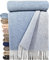 STTS International Merinowolldecke Decke Wolldecke Wohndecke 100% Merinowolle 140 x 200 cm sehr weiches Plaid Kuscheldecke Faro (Braun-Blau-Grau (Quadrate))