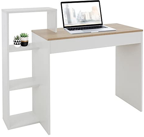 ML-Design Scrivania per Computer PC Laptop con 3 Ripiani 110 x 72 x 40 cm Tavolo da Lavoro per Casa Ufficio Studio Sistema 2 in 1 con Piano in Legno Rovere Sonoma/Bianco Scrittoio Postazione di Lavoro