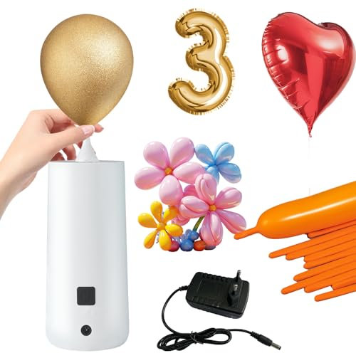 OBEST Inflador Globos Eléctrico Portátil, Mini Hinchador Globos electrico, Bomba Aire Globo Eléctrica, Maquina Inflar Globo para Fiestas Bodas Cumpleaños Fiestas Actividades y Decoración Festivales