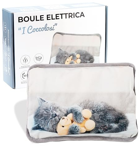 IPEA Bouillotte Electrique avec Poches en Peluche pour Réchauffer les Mains - Réduit les Douleurs Musculaires, Dorsales et Menstruelles - Boule Chauffe-mains et Chauffe-pieds - Rechargeable - Chat