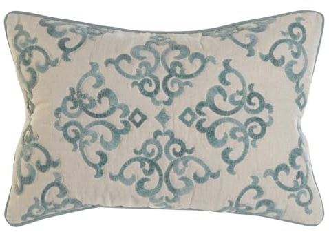 FUNDA COJIN ALGODON 60X1X40 BORDADO AZUL