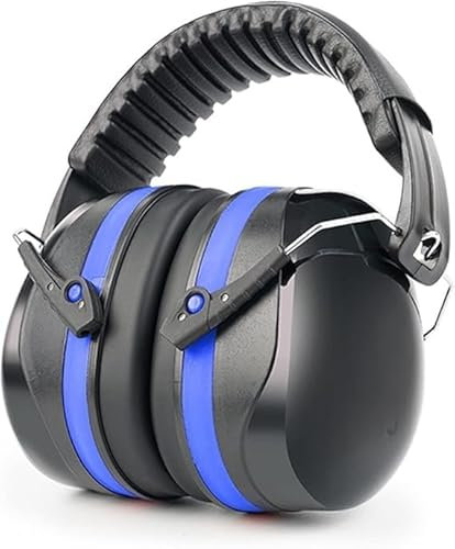 Protector Auditivo, insonorizacion Perfecto para el Trabajo de DIYM, Tiro, Caza, Jardinería, herramientas eléctricas, estudiar Casco Antiruido Plegables para Adultos, Aislante Ruido (negro con azul)