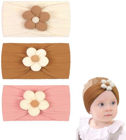 RTRTGS 3 Pezzi fascia capelli neonata Fasce Ragazze Nylon Elasticizzato Accessori per Capelli Fatti a Mano per Neonati Bambini Bambine