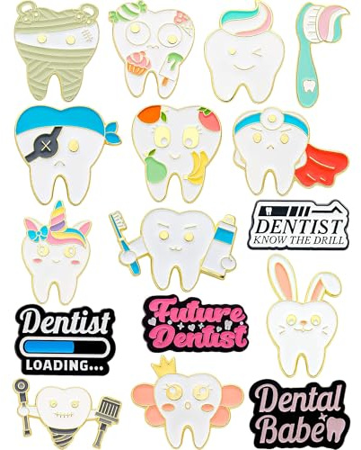 Anjulery 16-Piece Cute Dental Enamel Pins – Adorable Dentist Pins for Dentists, Dental Students & Enthusiasts – Fun and Creative Gift Idea (Dental)