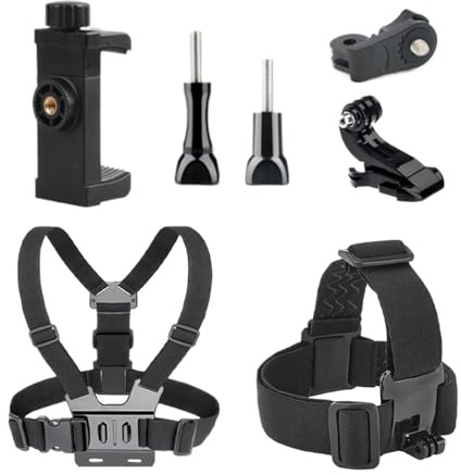 Ceprznvey Arnés de montaje en el pecho, correa ajustable para cámara de acción, cómodo soporte para teléfono, apto para niños, adultos, diseño versátil para mujeres y hombres, juego de 7 piezas, ABS +