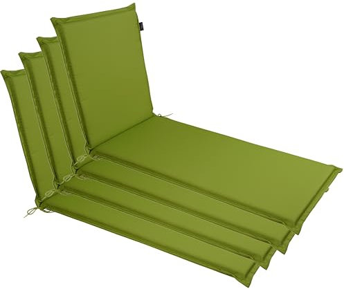 LILENO HOME Sonnenliege Auflage 4er Set Rollliege in Apfelgrün - Polster für Garten- und Strandliege MIA (188x60x5cm)