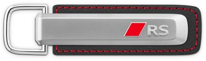Audi 3182500300 Schlüsselanhänger Schlüsselring Keyring, mit RS-Logo und Sport Raute, mit Audi Ringe Emblem, silber/schwarz