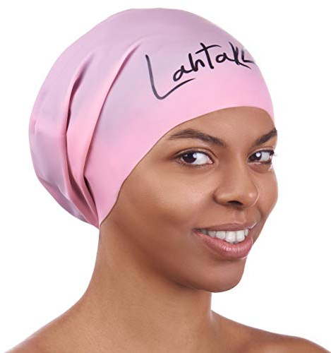 Bonnet de Bain pour Cheveux Longs - Bonnets de Natation pour Femmes et Hommes - Bonnets de Piscine Extra-Large en Silicone Imperméable de Qualité Supérieure - Dreadlocks (Rose Quartz L)
