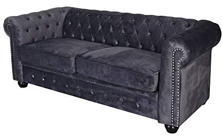 Zweisitzer Sofa Samt Grau Clubsofa fha074 Palazzo Exklusiv