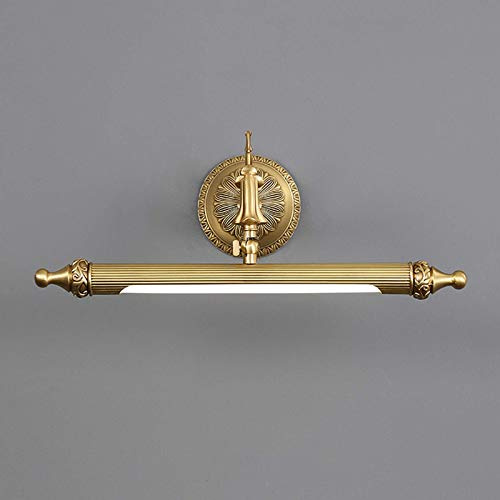 Bathroom Over Mirror Lights Brass, LED Picture Light Vintage Mirror Front Light with Swivel Lamp Head, 3 Color Temperatures, IP44 Retro Mirror Cabinet Lights for Hotel Restaurant,56cm/9W
