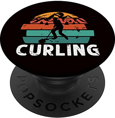 Vintage Curling Player Retro Curling Besen Steine Coach Team PopSockets mit austauschbarem PopGrip