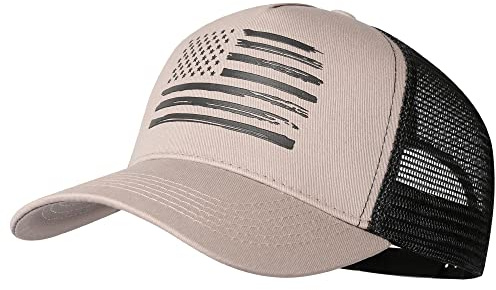 Baseball Cap, American Flag Trucker Hat for Men Women, Breathable Adjustable Fit Outdoor Mesh Snapback Hats
