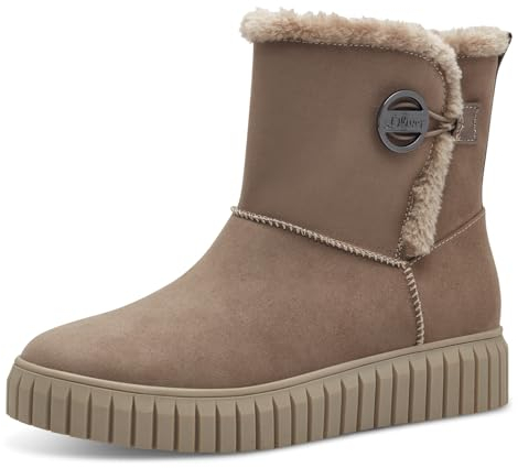 s.Oliver Damen Winterstiefel ohne Absatz Gefüttert Vegan, Braun (Taupe), 39 EU