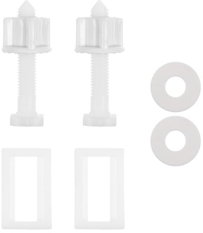 Toilet Seat Parts Replacement, Toilet Seat Fittings 6pcs Bolts Lid Screws Washers Hinge Screw Suite Glacier Bay Plastic Bolts and Nuts White