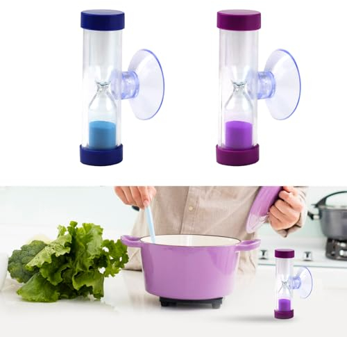 2 Stück Sanduhren für Kinder, mit Saugnapf 3 Minuten 2 Minuten Timer, Buntes Sanduhr Zahnputzuhr, für Küchen, Büros, Zähneputzen Kinder, Spiel, effektives Zeitmanagement (Blau und Lila)