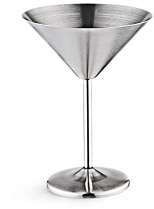 Osmond Copa de cóctel de acero inoxidable para , copa de vino de base alta, copa de vino irrompible, barra de metal, copa de champán, color plateado
