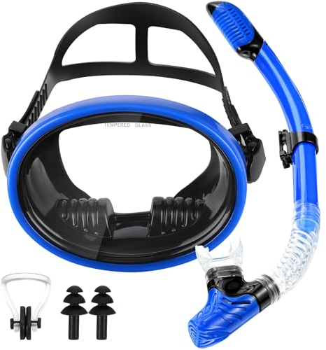 Schnorchelmaske für Erwachsene, Luckits 189° Panorama Tauchmaske mit auslaufsicherem, Schnorchelbrille und verstellbarem Riemen, Schnorchelausrüstung, Schwimmmaske für Damen und Herren, Strand, Pool