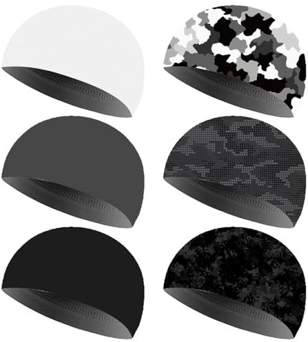 Boao 6 Pieces Cooling Skull Caps Helmet Hard Hat Liner Sweat Wicking Running Beanie Cycling for Men Women(Medium,Retro Color)