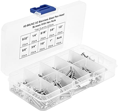 Risegun Kreuzschlitzschrauben-Set, 180-teiliges Kreuzschlitzschrauben-Set, 40 Muttern, 304 Edelstahl-Befestigungshardware, amerikanisches System #256UNC, ideal für verschiedene Anwendungen