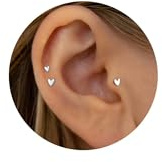 Tiny Heart Stud Earrings Silver, Titanium Nose Stud Flat Back Earrings 16G, Threadless Cartilage Tragus Piercing Jewelry Conch Helix Stud
