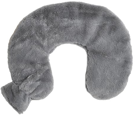 SENSLY - SB84320 Bouillotte Tour de Cou Imitation Fourrure - Conçu Pour Soulager Douleurs Cervicales - Facilité D'Utilisation - Design Élégant - Couleur Gris Rose