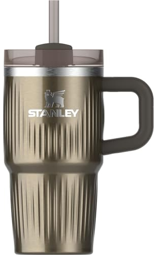 Stanley Quencher H2.0 Tumbler with Handle and Straw 20 oz | Flowstate 3-Position Lid | Cup Holder Compatible for Travel | Insulated Stainless Steel Cup | BPA-Free | Fluted Gunmetal Shine