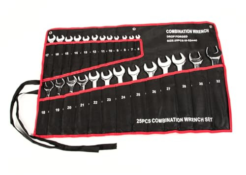 LST 25-teilig Ring-Gabelschlüssel Set Chrom-Vanadium Stahl Metrisch 6-32 mm Werkzeug für Kfz, Werkstatt & Heimwerker