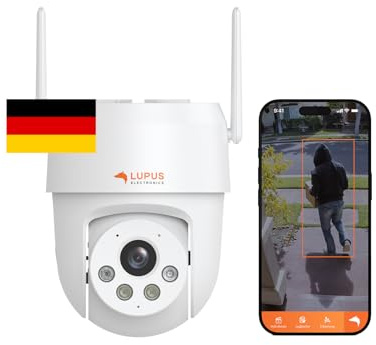 Lupus Electronics LE213 Alarmkamera mit KI-Objektverfolgung, WiFi 6, Täteransprache, Flutlicht, Sirene, Keine Cloud - Keine Datenkrake, dt. Hersteller, inkl. APPs und Win/Mac Software