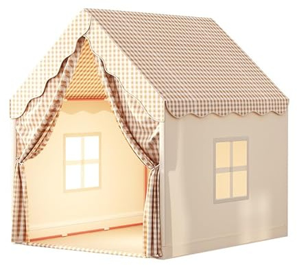 Tienda Tipi Infantil, Tienda de Campaña Infantil con Estructura metálica, Amplia Tienda de Juegos para Niños, Uso Interior y Exterior, niños, 105 × 120 × 128 cm (A) Beige grisáceo