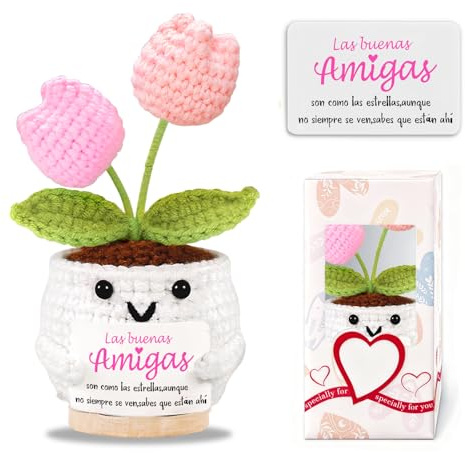 Regalos Originales para Mujer Tulipan Ganchillo Flores Regalos Personalizados Amigas Madre Cumpleaños Niños Colegio Regalo Navidad San Valentin Halloween Decoracion Cumpleaños Hogar Habitacion