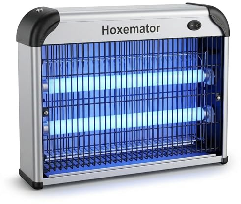 Hoxemator Lámpara Antimosquitos Eléctrica 20W Mata Mosquitos con Luz UV 365nm, 2000V Matamoscas Cobertura 100m² Sin Químicos Trampa para Insectos para Interior, Exterior, Dormitorio, Jardín, Cocina